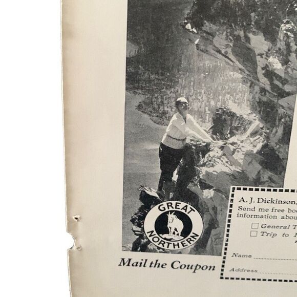 Vintage 1927 Great Northern Glacier National Park Ad Advertisement - Picture 2 of 6